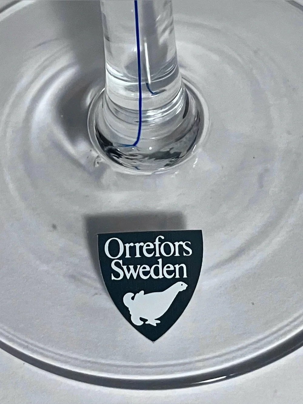 2 ORREFORS INTERMEZZO BLUE Champagne Glasses / ORIGINAL LABELS / Swedish Crystal